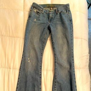 Abercrombie & Fitch distressed mid-rise boot cut jeans- size 4L